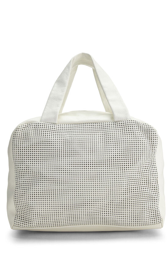 White Perforated Leather Bowler Small, , large image number 3