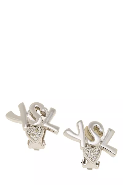 Silver Crystal Logo Earrings