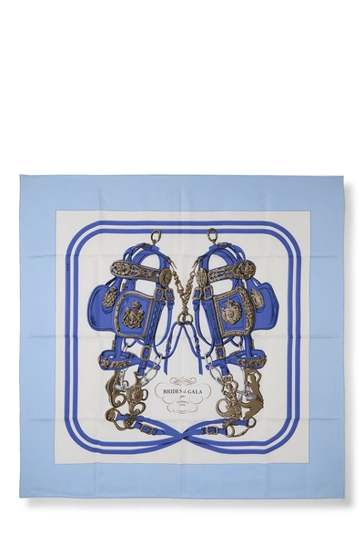Blue & Multicolor 'Brides de Gala' Silk Scarf 90