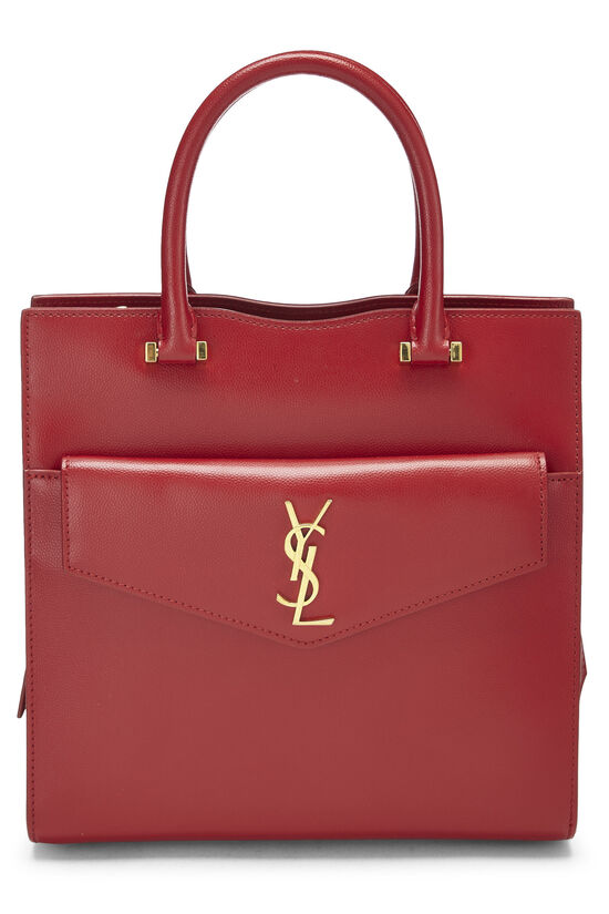 Saint Laurent Uptown Leather Clutch in Red