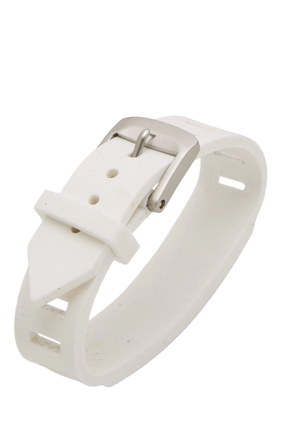 White Rubber Logo Bracelet, , large image number 1
