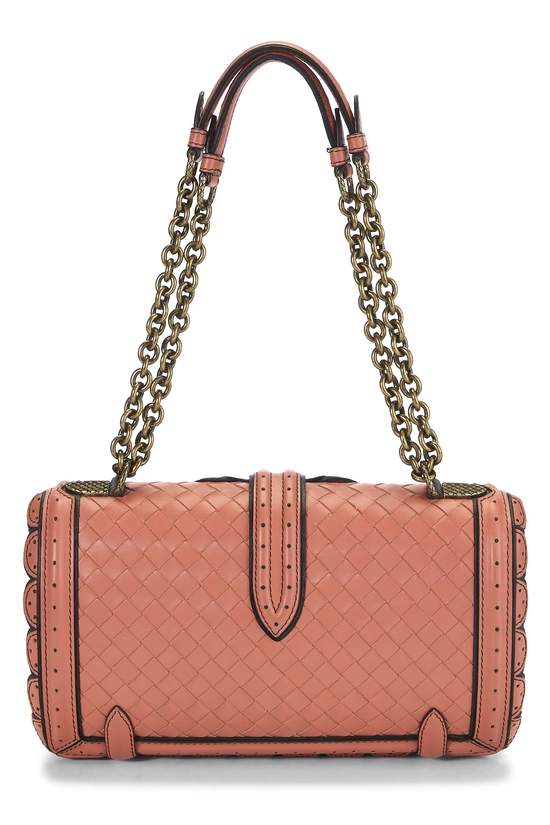 Pink Intrecciato Leather Wing Tip City Knot Shoulder Bag, , large image number 3