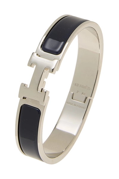 Navy Enamel Clic-Clac 'H' Bracelet Narrow