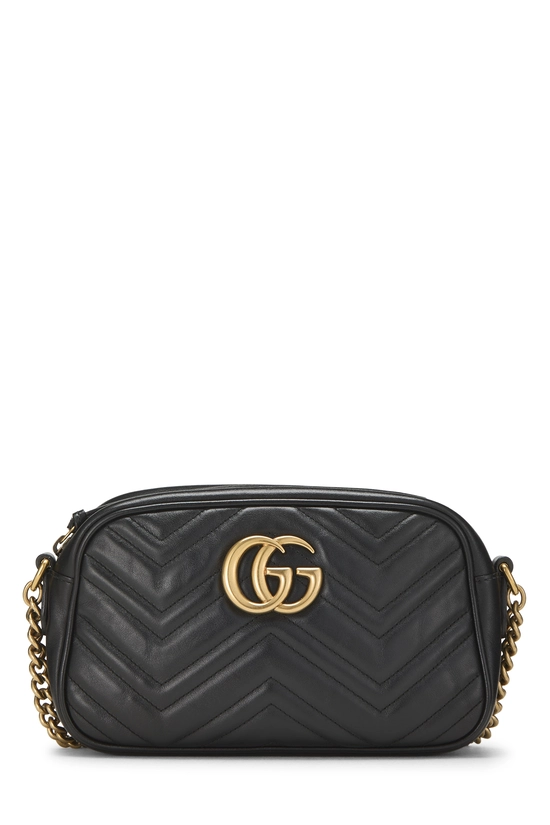 Black Leather GG Marmont Crossbody Bag Small, , large image number 0