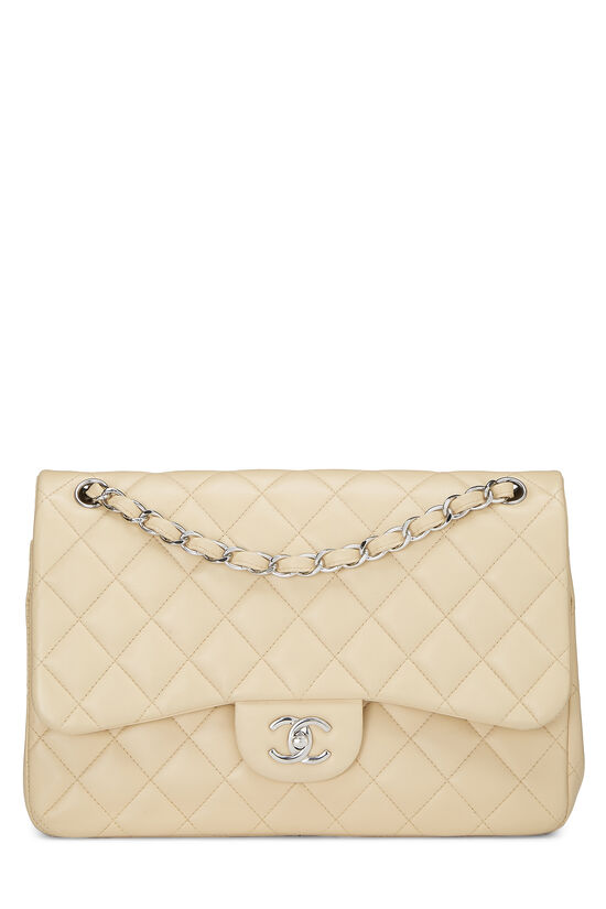 Beige Quilted Lambskin New Classic Double Flap Jumbo, , large image number 0