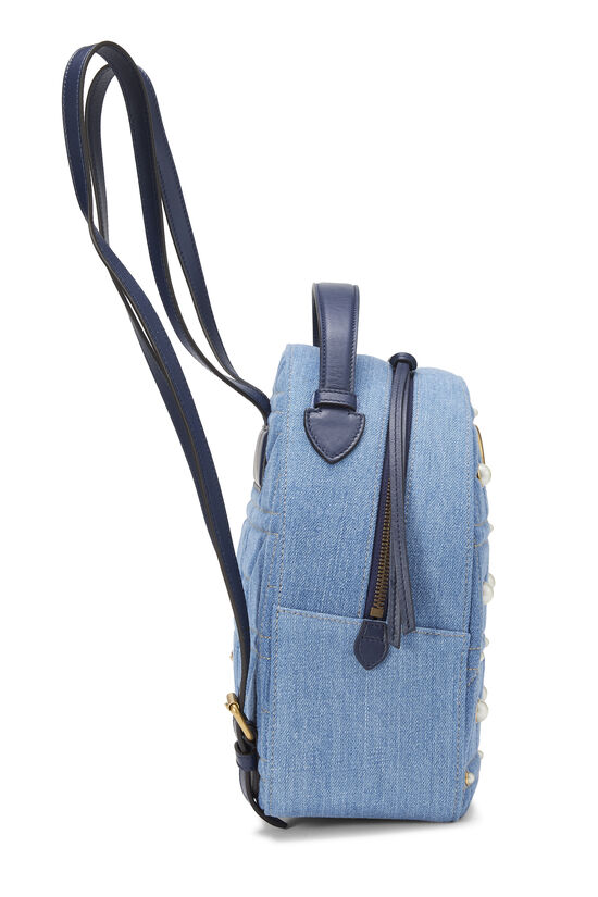 Blue Denim GG Marmont Backpack, , large image number 2