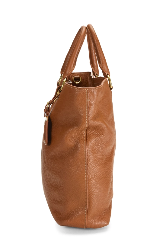 Orange Vitello Daino Shopping Tote Large, , large image number 2