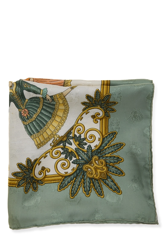 Green & Multicolor 'Joies d'Hiver' Silk Scarf 90, , large image number 1