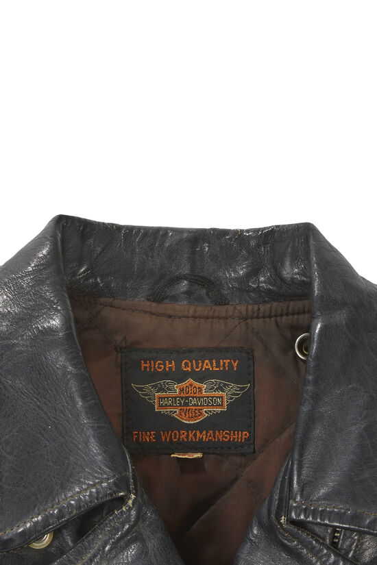 Black Leather 1950s Harley Davidson Jacket, , large image number 2