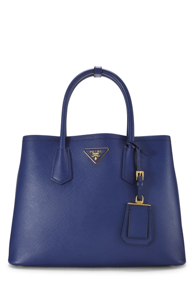 Prada Blue Saffiano Double Bag Small