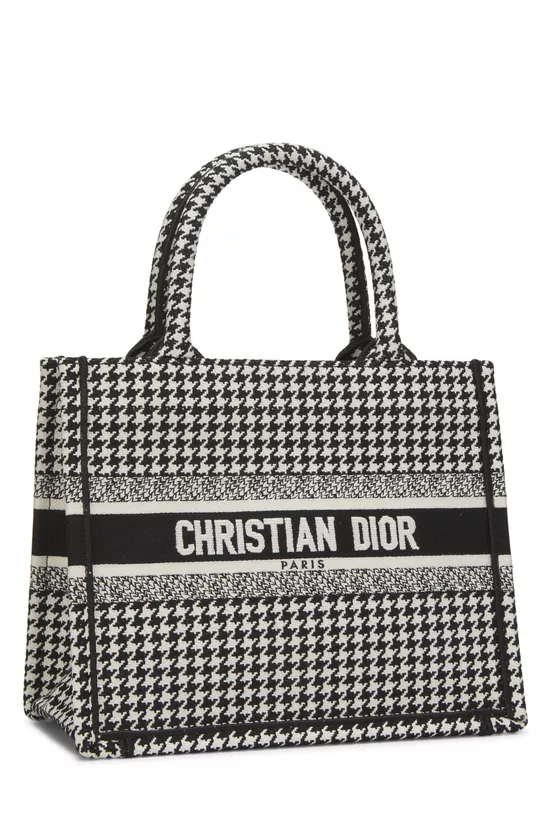 Black & White Houndstooth Canvas Book Tote Small, , large image number 1