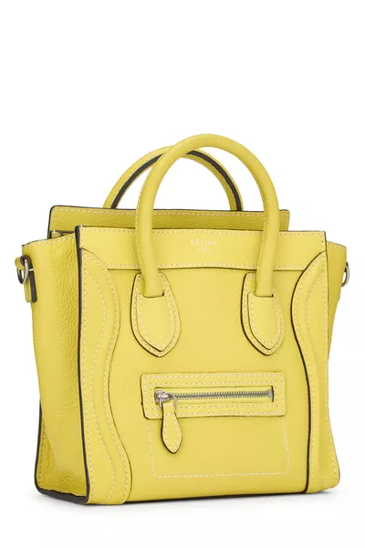 Yellow Drummed Calfskin Luggage Nano, , large