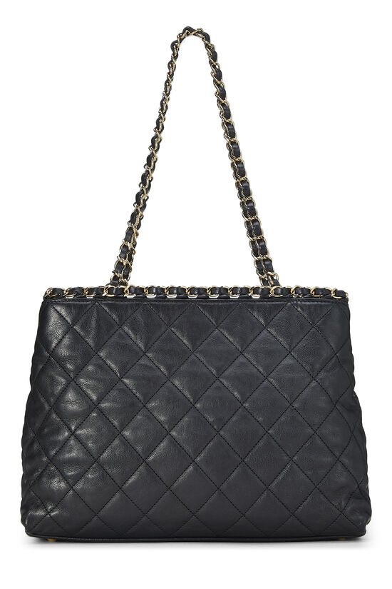 Black Quilted Lambskin Chain Me Tote, , large image number 4