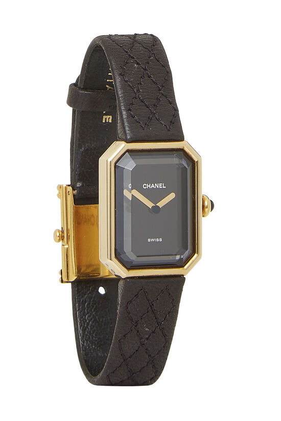 Black & Gold Leather Premiere Watch Large, , large image number 0