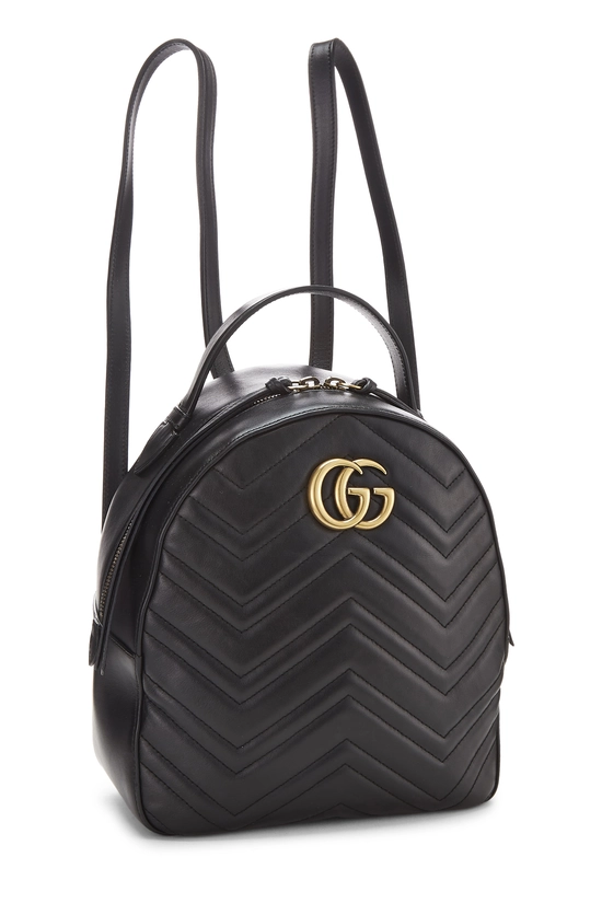 Black Leather GG Marmont Backpack, , large image number 1