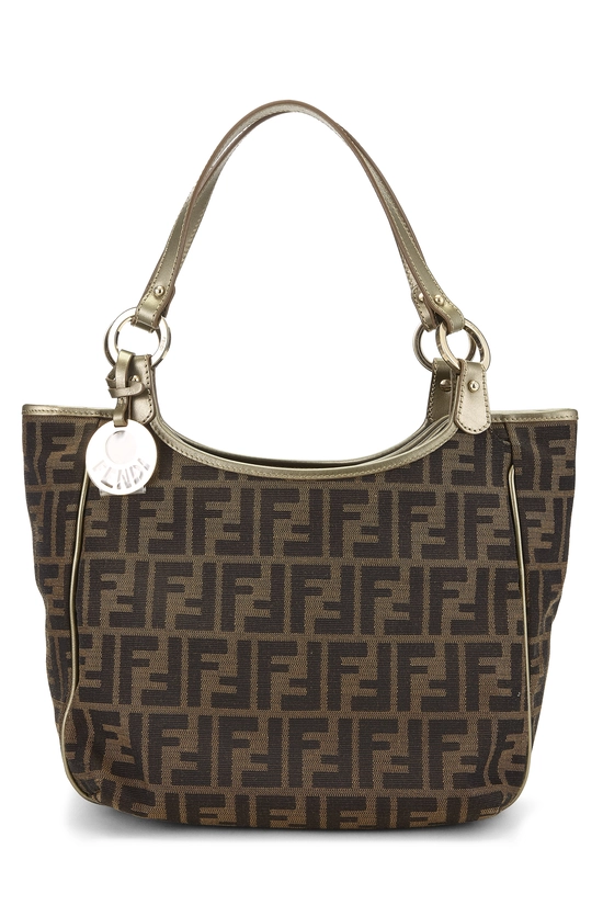 Gold Zucca Canvas Shoulder Bag, , large image number 0