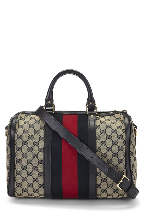 Navy Original GG Canvas Vintage Web Boston Bag Medium, , large image number 3