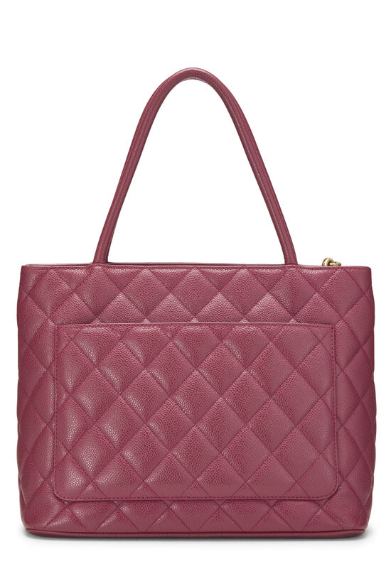 Burgundy Quilted Caviar Medallion Tote, , large image number 3