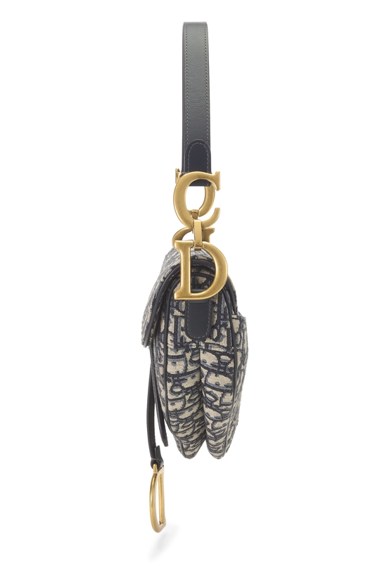 Navy Oblique Jacquard Saddle Bag NM, , large image number 2