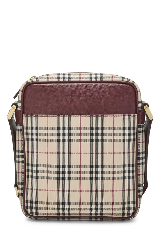 Burgundy Jacquard Canvas House Check Vertical Camera Bag Medium, , large image number 0