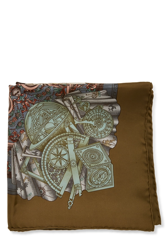 Brown & Multicolor 'Azulejos' Silk Scarf 90, , large image number 1