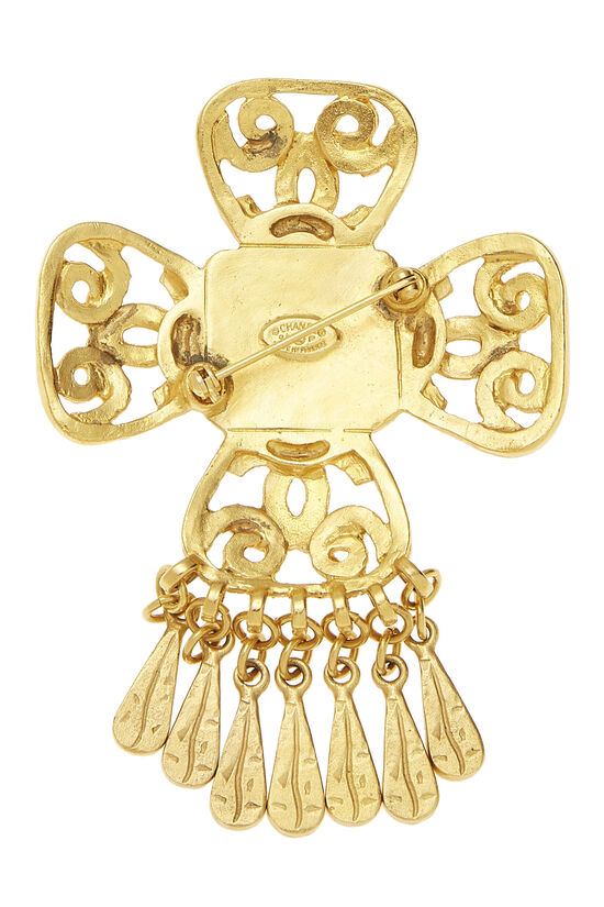 Chanel Gold & Blue Gripoix Cross Pin Q6A0KB17DB003