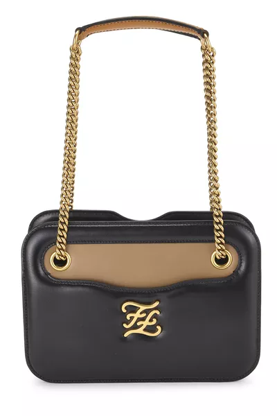 Black Calfskin Karligraphy Pocket Shoulder Bag