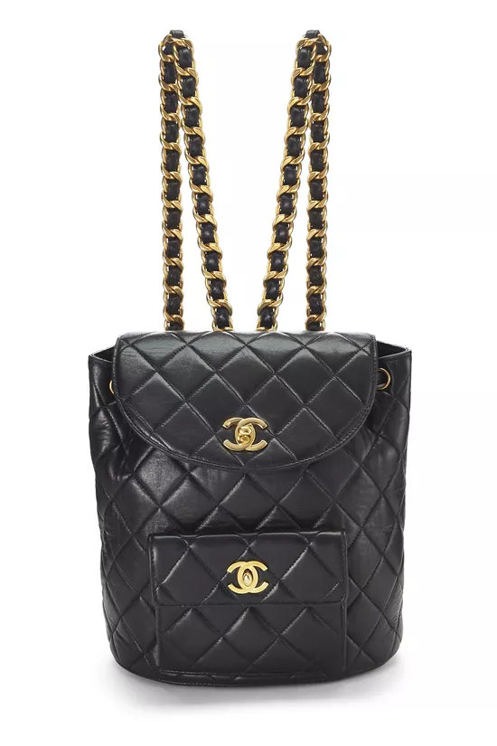 Black Quilted Lambskin Classic Backpack, , large image number 0