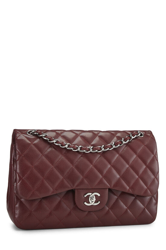 Chanel Burgundy Quilted Caviar New Classic Double Flap Jumbo Q6BAQP1I14001