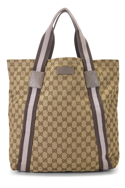 Gucci Purple Original GG Canvas Flat Web Tote
