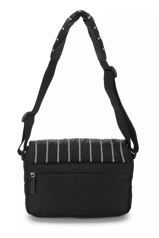 Black Quilted Nylon Sportline Messenger Bag, , large image number 3