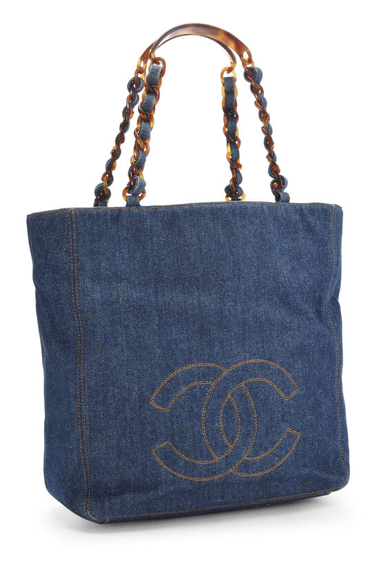 Chanel Cc Logos 2way Travel Hand Bag Indigo Denim Vintage France
