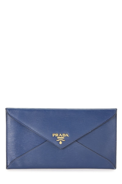 Blue Saffiano Envelope Wallet