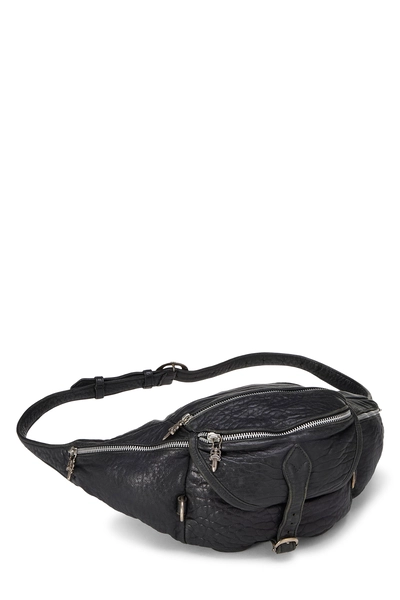 Black Leather Snat Pack Waist Bag, , large