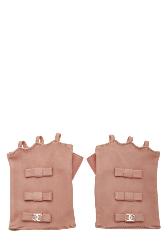 Pink Lambskin Fingerless Gloves, , large image number 0