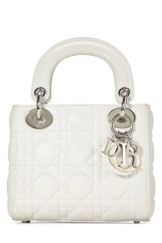 White Cannage Quilted Lambskin Lady Dior Mini, , large image number 0