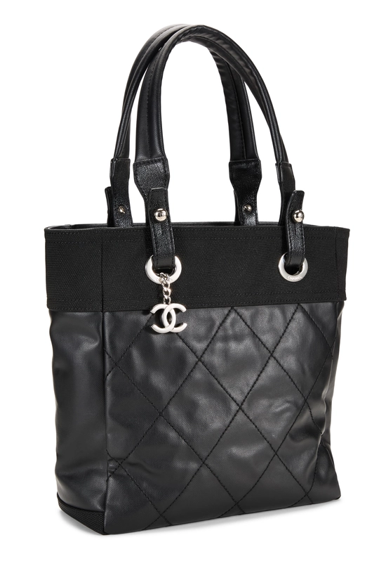 Black Quilted Coated Canvas Paris Biarritz Tote, , large image number 1