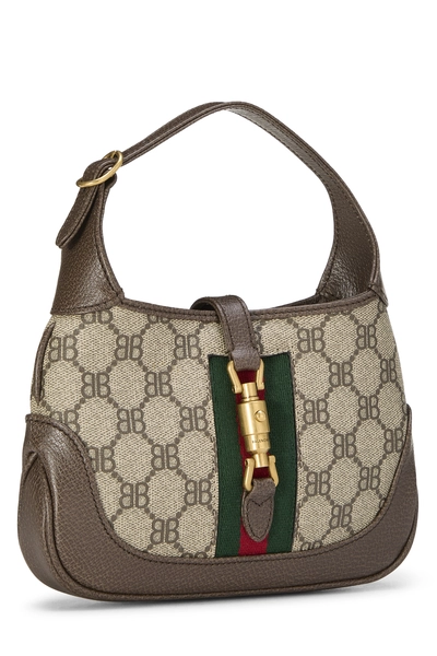 Balenciaga x Gucci Beige Coated Canvas Hacker 1961 Jackie Mini, , large