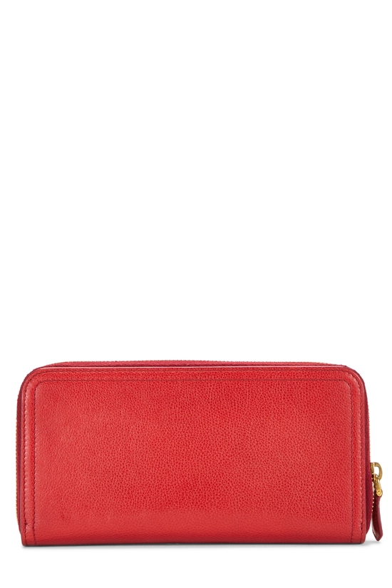 Red Vitello Daino Bow Zip Around Wallet, , large image number 2