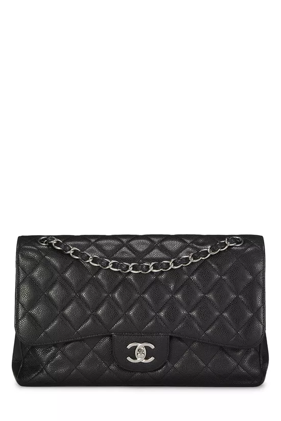Black Quilted Caviar New Classic Double Flap Jumbo, , large image number 0