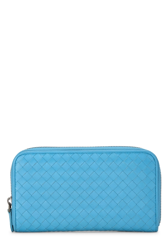 Blue Intrecciato Zip Around Wallet, , large image number 0