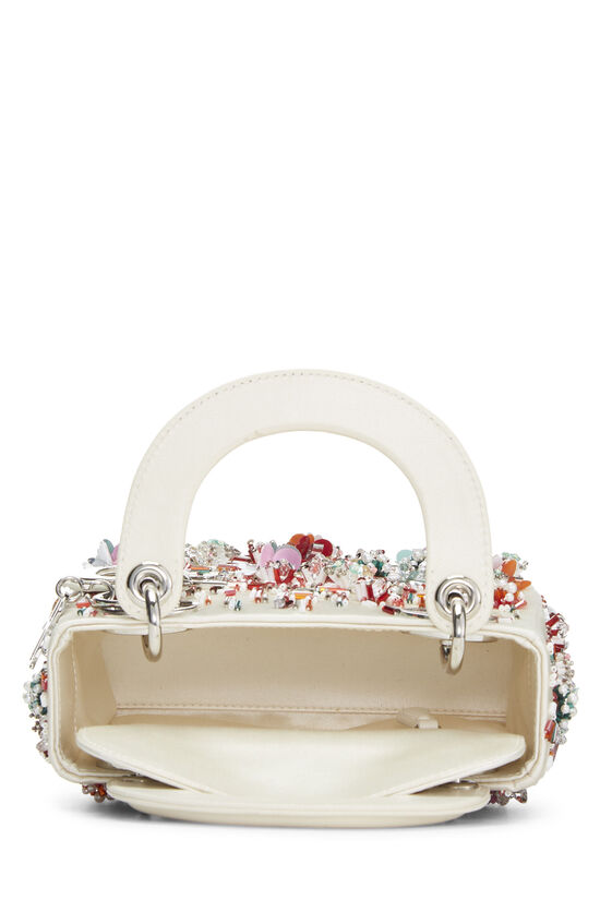 White & Multicolor Embellished Satin Lady Dior Mini, , large image number 6