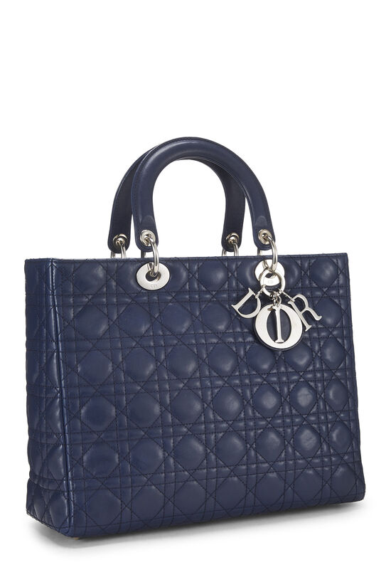 Blue Cannage Quilted Lambskin Lady Dior Large, , large image number 1
