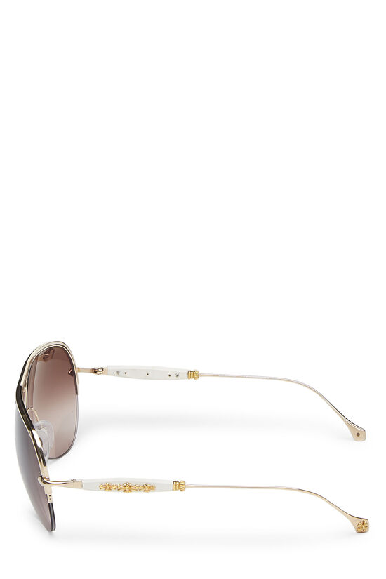 White & Gold Metal Spanked Sunglasses, , large image number 4