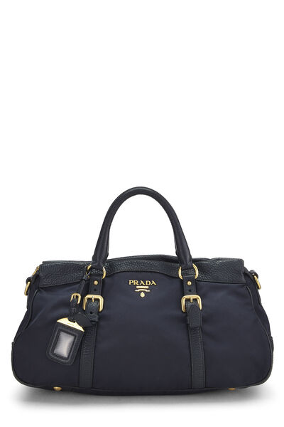 Navy Tessuto Nylon Buckle Handbag