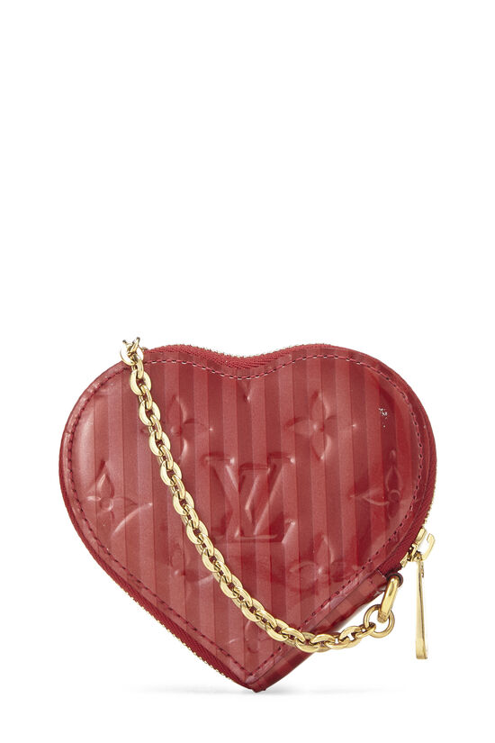 Louis Vuitton Red Pomme d'Amour Monogram Rayures Vernis Heart Coin