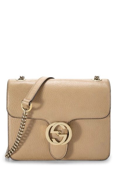 Gucci Beige Leather Interlocking Crossbody Small