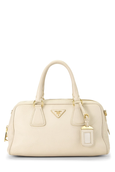 Beige Vitello Daino Boston Bag
