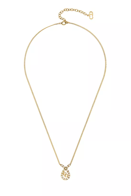 Gold Crystal Logo Necklace, , large image number 0
