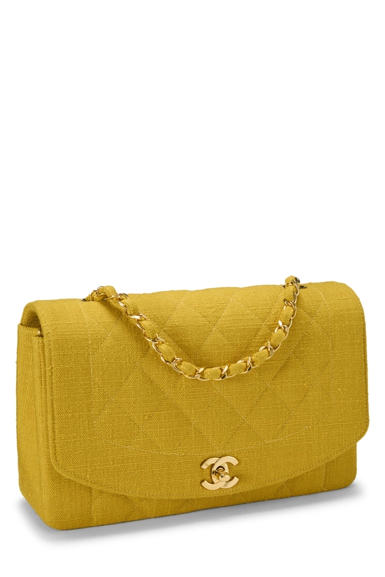 Yellow Quilted Linen Classic Flap Medium, , large image number 1
